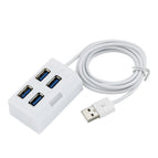 Portable Independent LED Light 4 Port USB 2.0 Hub Splitter for Phone Tablet PC