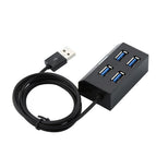 Portable Independent LED Light 4 Port USB 2.0 Hub Splitter for Phone Tablet PC