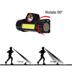 Portable Mini Flashlight Q5+COB Led Headlamp High Power Built-in 18650 Battery Outdoor Camping Headlight Stepless Dimming