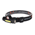 Portable Mini Flashlight Q5+COB Led Headlamp High Power Built-in 18650 Battery Outdoor Camping Headlight Stepless Dimming