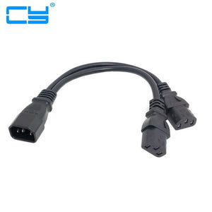 Power Y Type Splitter Adapter Cable Single IEC 320 C14 Male to Dual C13 Female Short Cord for Computer host display 35cm