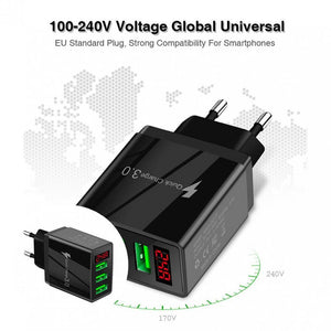 Practical USB Charger Widely Compatible Mini Digital Display 3 USB Wall Phone Charger wholesale bulk price