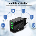 Practical USB Charger Widely Compatible Mini Digital Display 3 USB Wall Phone Charger wholesale bulk price