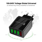 Practical USB Charger Widely Compatible Mini Digital Display 3 USB Wall Phone Charger wholesale bulk price