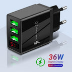 Practical USB Charger Widely Compatible Mini Digital Display 3 USB Wall Phone Charger wholesale bulk price