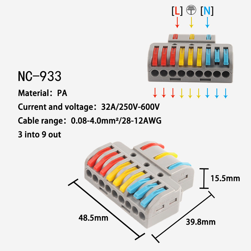 Quick Wire Connector PCT SPL Universal Wiring Cable Connectors Push-in ...