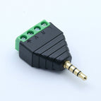 R  connector 1pc Video AV Balun 3.5mm 4 Pole Stereo Male to AV Screw Terminal Stereo Jack 3.5 mm male 4 pin Terminal Block Plug
