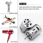 RS-385 12V Brush DC Motor High Speed Micro DC Motor Brushed Metal Stainless Steel Gear Motor For Electric Appliance Tools Parts