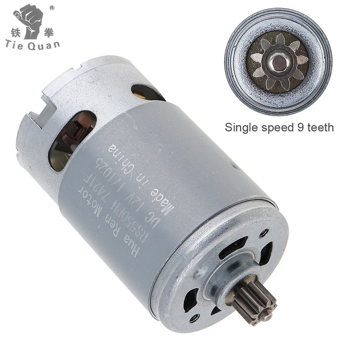 RS550 12V 19500 RPM DC Motor DIY Power Tool Kits with Single Speed 9 Teeth High Torque Gear Box for Electric Drill Screwdriver