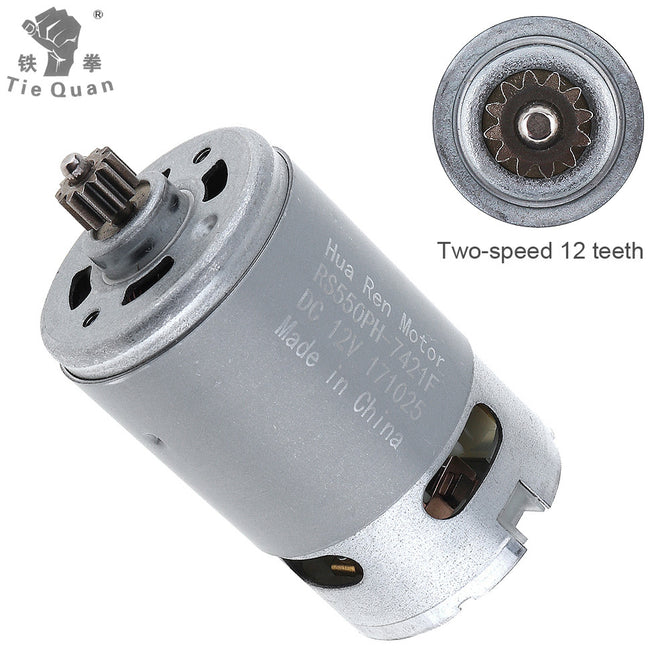 RS550 12V 19500RPM DC Motor DIY Power Tool Kit with Two-speed 12 Teeth and High Torque Gear Box for Electric Drill Screwdriver