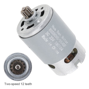 RS550 25V 19500 RPM DC Motor with Two-speed 12 Teeth and High Torque Gear Box for Electric Drill / Screwdriver Machine Tools