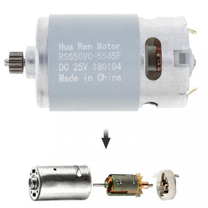 RS550 25V 19500 RPM DC Motor with Two-speed 12 Teeth and High Torque Gear Box for Electric Drill / Screwdriver Machine Tools