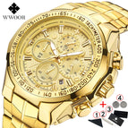 Relogio Masculino Wrist Watches Men 2019 Top Brand Luxury WWOOR Golden Chronograph Men Watches Gold Big Male Wristwatch Man 2019