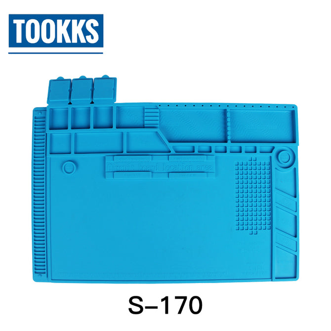 S-170 48x31.8cm Silicone Pad Desk Work Mat Soldering Station Iron Maintenance Platform Phone PC Computer Repair Mat Magnetic