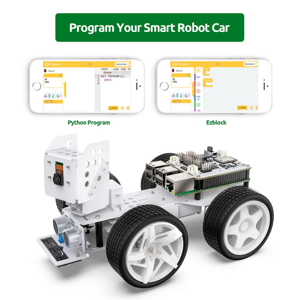 SunFounder Raspberry Pi Smart Video Robot Car Kit,Support Ezblock visu ...