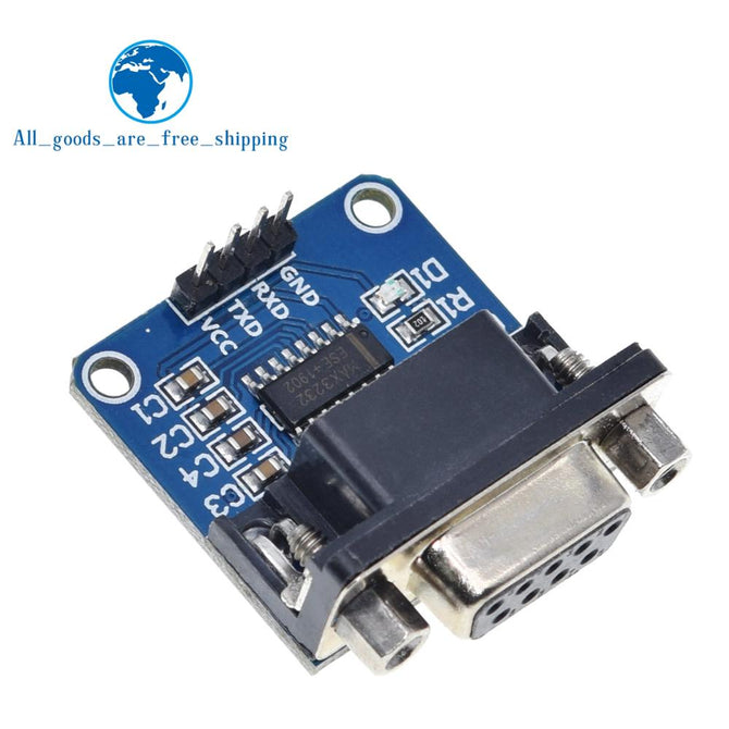 TZT  MAX3232 RS232 to TTL Serial Port Converter Module DB9 Connector MAX232 For Arduino