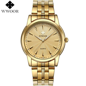 Top Brand Luxury WWOOR Men Waterproof Stainless Steel Casual Gold Quartz Watch Men's Clock Male Sports Watches relogio masculino