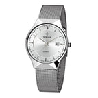 Top Brand Luxury WWOOR Men's Watches Stainless Steel Band Analog Display Quartz Wrist Watch Ultra Thin Dial Fashion Dress Watch