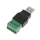 USB 2.0 Type A Male/Female to 5P Screw w/ Shield Terminal Plug Adapter Connector