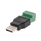 USB 2.0 Type A Male/Female to 5P Screw w/ Shield Terminal Plug Adapter Connector