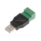 USB 2.0 Type A Male/Female to 5P Screw w/ Shield Terminal Plug Adapter Connector