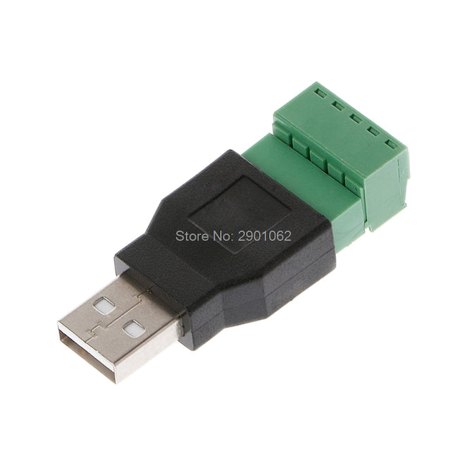 USB 2.0 Type A Male/Female to 5P Screw w/ Shield Terminal Plug Adapter Connector