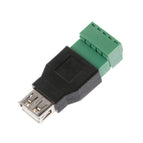 USB 2.0 Type A Male/Female to 5P Screw w/ Shield Terminal Plug Adapter Connector