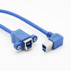 USB 3.0 90 degree Right B Male to USB 3.0 B Female Adapter Connector Converter Cable With Screw Panel Mount Holes 0.5M/50cm