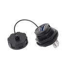 USB Female Socket Plug Panel Mount Adapter Waterproof Connector IPL7 With Cap