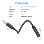 USB Type C to 3.5 Earphone Adapter AUX Audio Cable USB C to 3.5mm Headphone Converter For Samsung S9 S8 Huawei P20 USBC Adapter