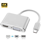 USBC To VGA Adapter USB 3.1 Type C USB-C to VGA HDMI-compatible Video Converters Adaptor for New Macbook Pro/ Chromebook Pix
