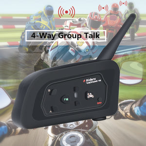 VNETPHONE V4 Intercom Moto Helmet Bluetooth Headset 850mAh 4 People Cascos Inalambricos Speaker Waterproof FM Radio
