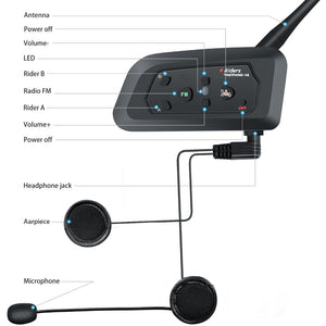 VNETPHONE V4 Intercom Moto Helmet Bluetooth Headset 850mAh 4 People Cascos Inalambricos Speaker Waterproof FM Radio