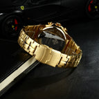 WWOOR All Steel Digital Men's Quartz LED Dual Display Military GOLD Clock Men's Luxury Alarm Waterproof Sports Watches 8019