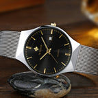 WWOOR Fashion Mens Watches Auto Date Luxury Quartz Watch Men Casual Slim Mesh Steel Waterproof Sport Watch Relogio Masculino