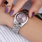 WWOOR Luxury Brand Watches Women's Full Steel Business Casual Wrist Watches Women Date Day Clock Luminous Quartz Watch Reloj