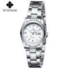 WWOOR Luxury Brand Watches Women's Full Steel Business Casual Wrist Watches Women Date Day Clock Luminous Quartz Watch Reloj