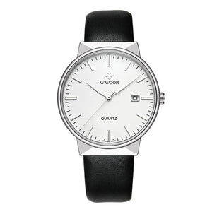 WWOOR Men's Watch Brand Luxury Waterproof Analog Quartz Clock Male Leather Belt Casual Sports Watches Men Blue relogio masculino