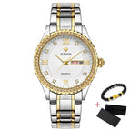 WWOOR New Gold Women Bracelet Watches Waterproof Ladies Watch Stainless Steel Casual Dress Woman Quartz Watch Women Reloj Mujer