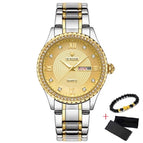 WWOOR New Gold Women Bracelet Watches Waterproof Ladies Watch Stainless Steel Casual Dress Woman Quartz Watch Women Reloj Mujer