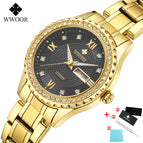 WWOOR New diamond Women Bracelet Watches Waterproof Ladies Watch Stainless Steel fashion Dress Quartz Watch Women Reloj Mujer