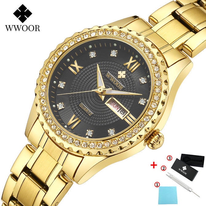 WWOOR New diamond Women Bracelet Watches Waterproof Ladies Watch Stainless Steel fashion Dress Quartz Watch Women Reloj Mujer
