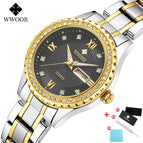 WWOOR New diamond Women Bracelet Watches Waterproof Ladies Watch Stainless Steel fashion Dress Quartz Watch Women Reloj Mujer