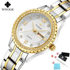 WWOOR New diamond Women Bracelet Watches Waterproof Ladies Watch Stainless Steel fashion Dress Quartz Watch Women Reloj Mujer