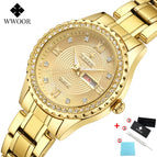 WWOOR New diamond Women Bracelet Watches Waterproof Ladies Watch Stainless Steel fashion Dress Quartz Watch Women Reloj Mujer