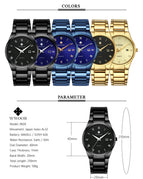 WWOOR Top Brand Luxury Men Stainless Steel Waterproof Sports Watches Men's Quartz Analog Date Clock Male Black Strap Wrist Watch