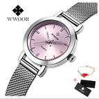 WWOOR Women Dress Watches Luxury Brand Ladies Quartz Watch Stainless Steel Mesh Band Casual Gold Bracelet Wristwatch reloj mujer