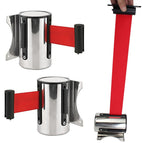 Wall Mount Protective Tape Red Belt Sport Retractable Ribbon Stainless Steel Crowd Control Stanchion Queue Barrier 2m/ 5m