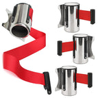 Wall Mount Protective Tape Red Belt Sport Retractable Ribbon Stainless Steel Crowd Control Stanchion Queue Barrier 2m/ 5m