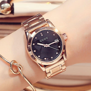 Watches For Women GUOU Fashion Ladies Watch Women's Watches Bracelet Rose Gold Watches Calendar Clock Diamond montre femme saat